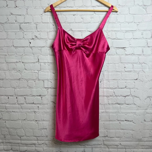 Victorias Secret Angels Satin Pink Nightgown silk dress M VINTAGE